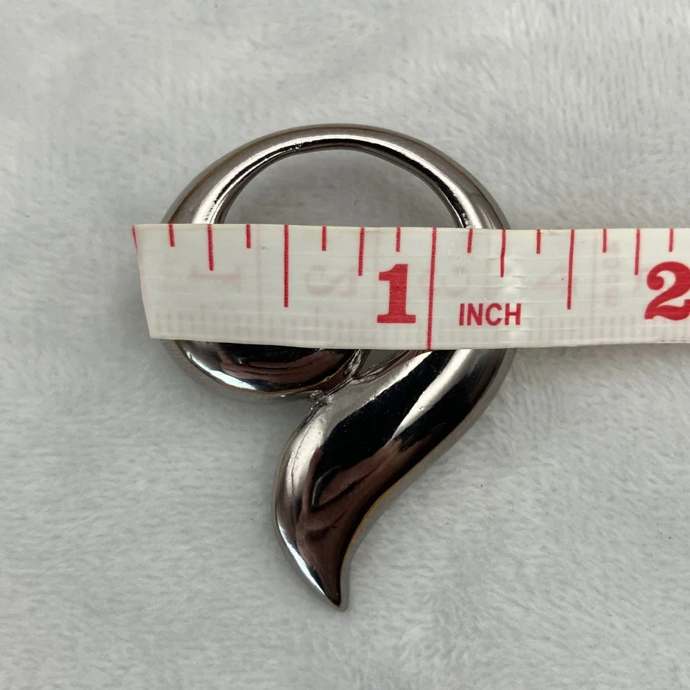 Silver Tone Abstract Swirl Wave Brooch Pin Retro Modernist Ocean Beach Nautical